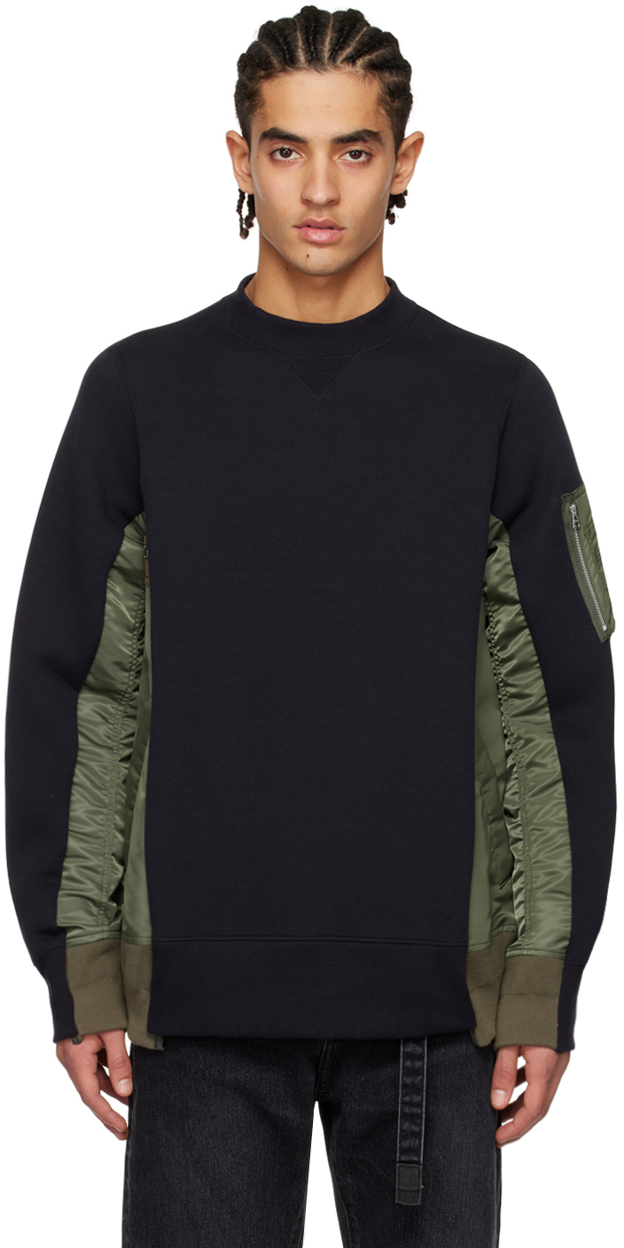 Bomber Jacket Hybrid Panelled Sweatshirt In Black