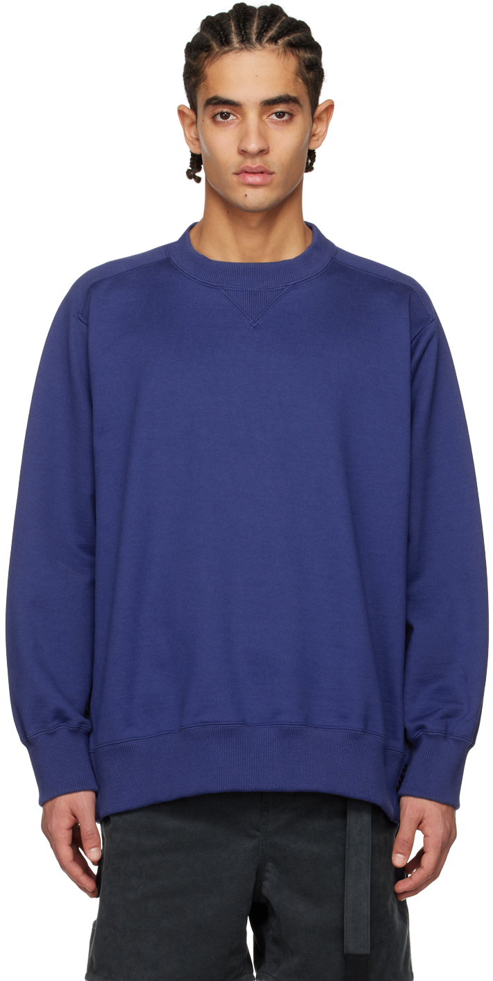 sacai: Blue Crewneck Sweatshirt | SSENSE