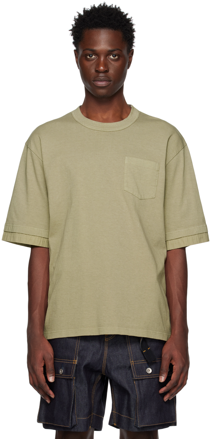 sacai: Khaki Pocket T-Shirt | SSENSE