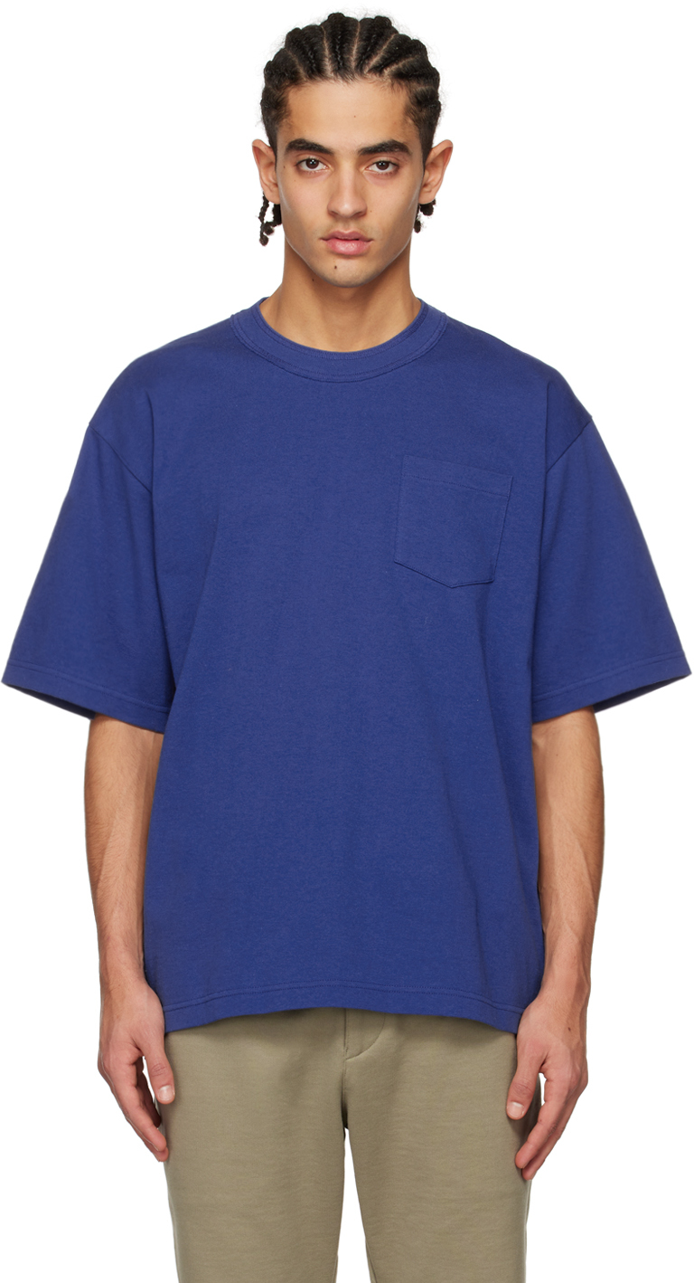 Sacai Blue Pocket T-shirt In 401 Blue