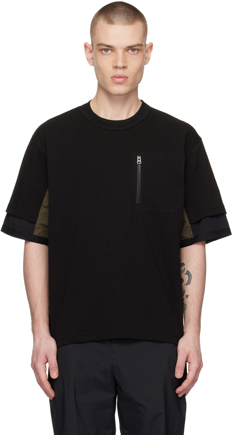 Black Layered T-Shirt by sacai on Sale