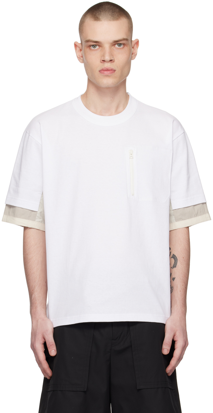 Sacai White Layered T-shirt | ModeSens