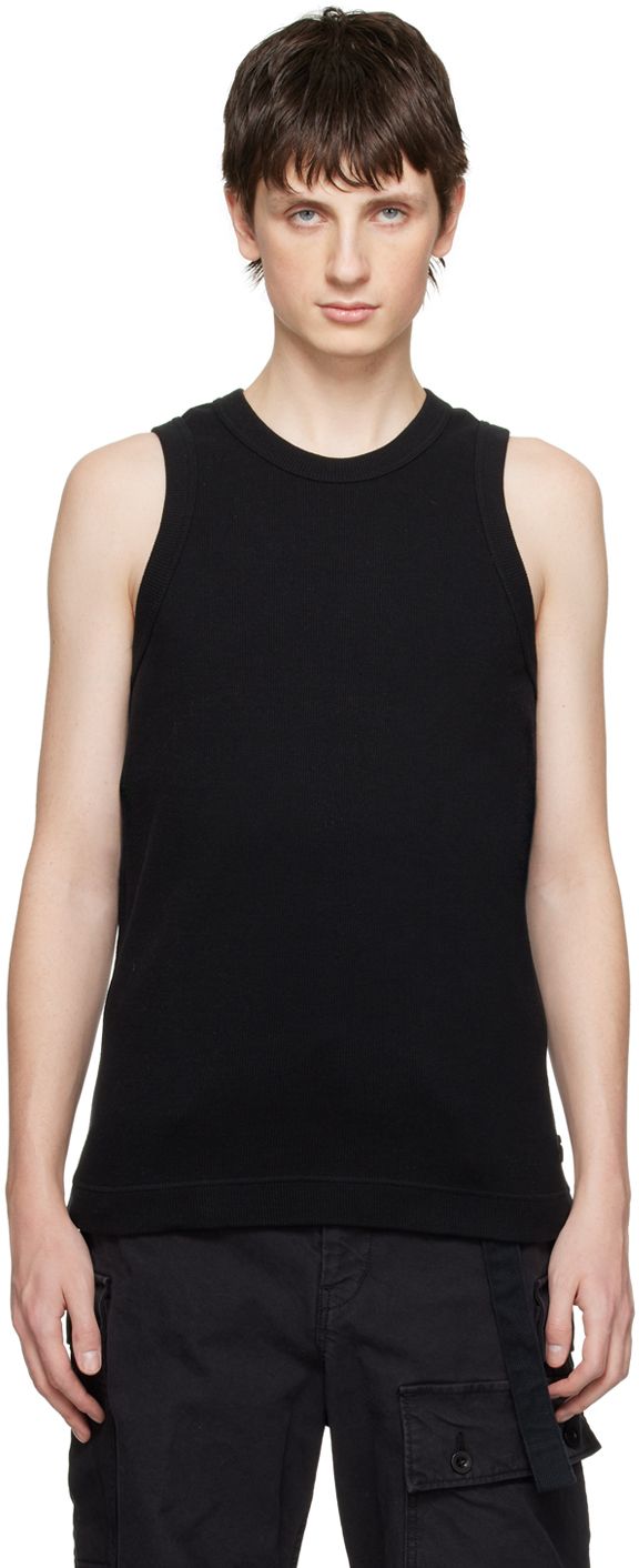 Sacai Black Embroidered Tank Top In 黑色