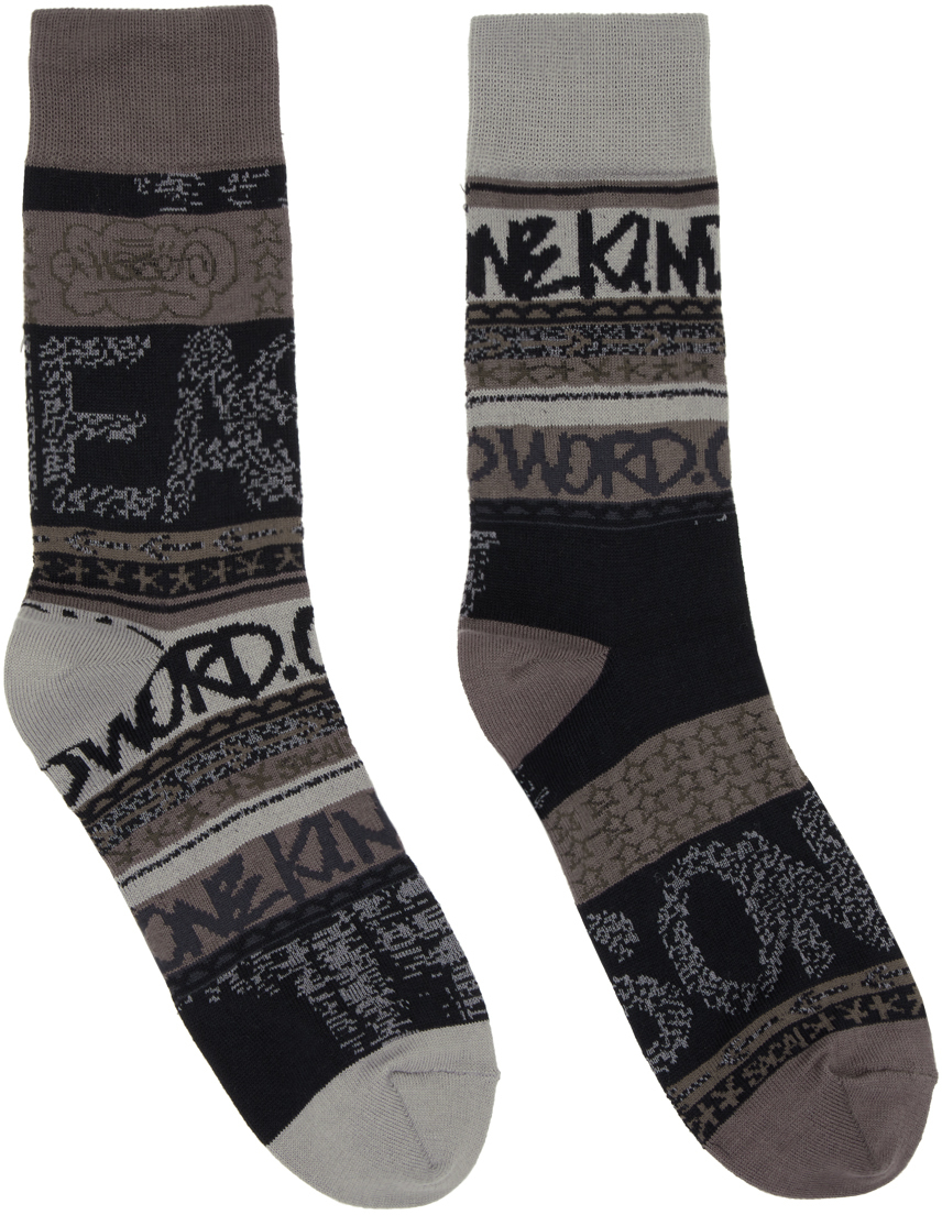 sacai Black & Gray Eric Haze Edition Stripe Socks
