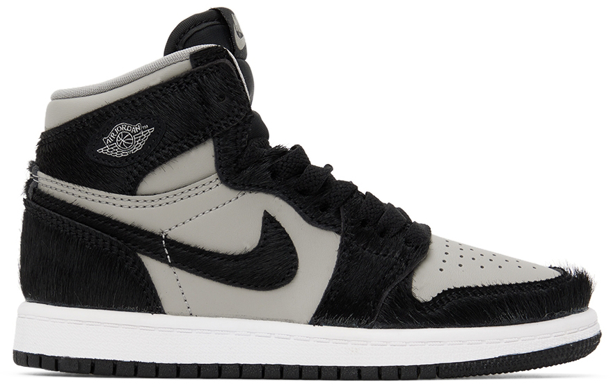 Kids Black & Gray Jordan 1 Retro High Little Kids Sneakers by Nike