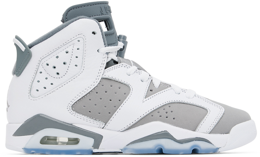 Nike Kids White & Gray Air Jordan 6 Retro Big Kids Sneakers In White/medium Grey-co