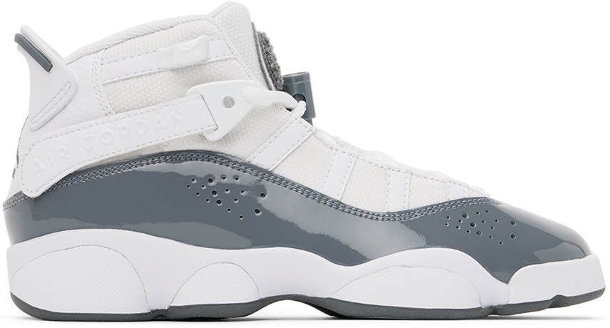 Kids White & Gray Jordan 6 Rings Big Kids Sneakers by Nike Jordan