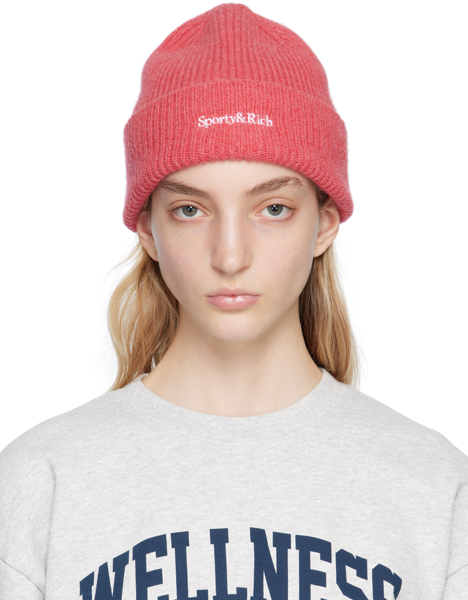 SPORTY AND RICH RED SERIF LOGO BEANIE