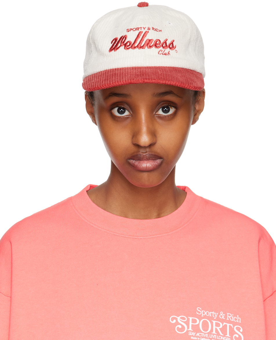 White & Red 'Wellness Club' Cap