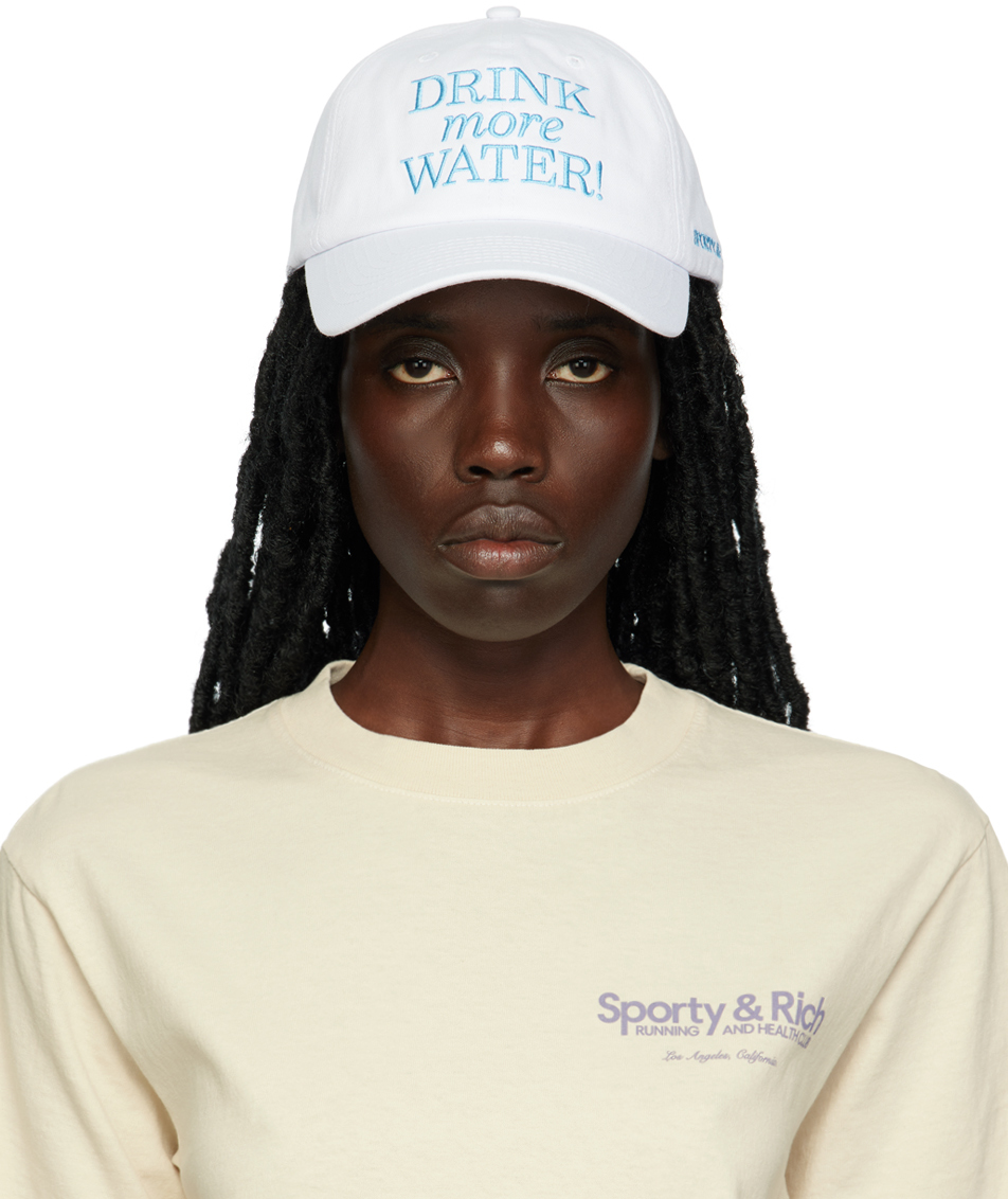 SPORTY AND RICH WHITE 'DRINK MORE WATER' CAP