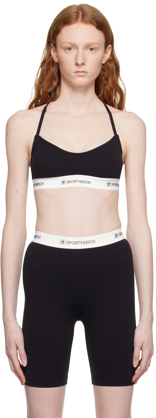 Sporty And Rich Logo-underband Crop Top In Black