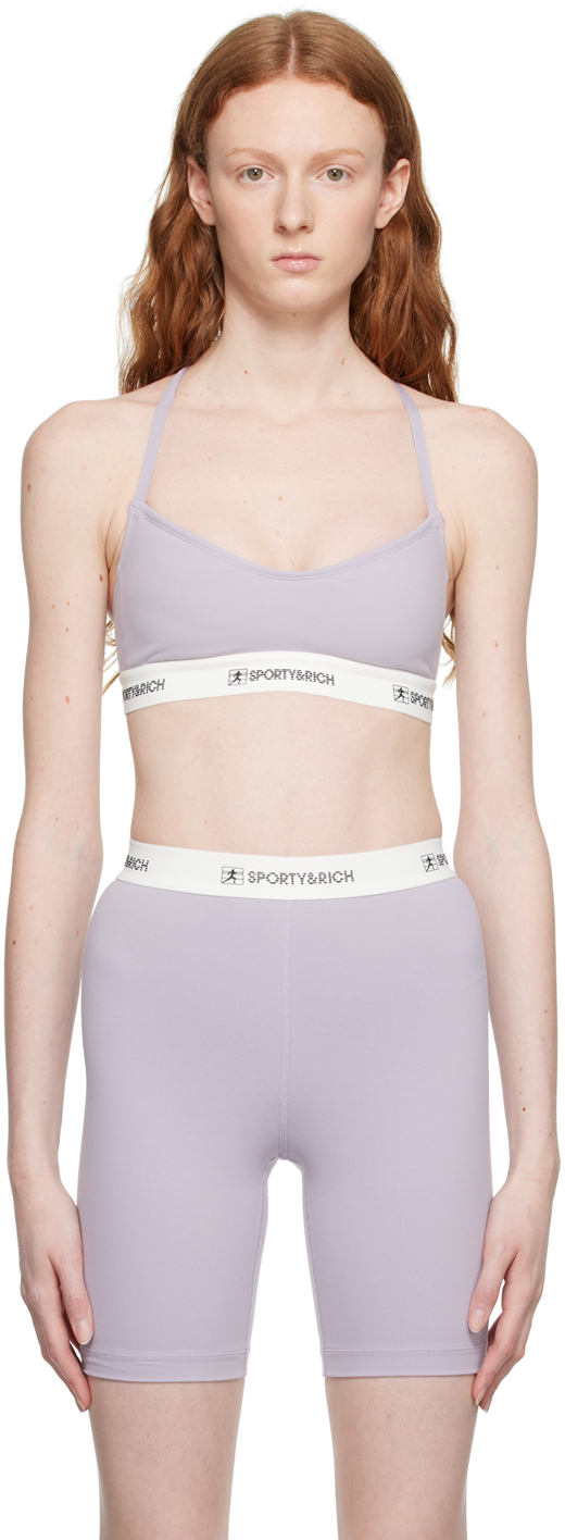 Shop Sporty And Rich Purple Runner Sport Bra In Lilac/black