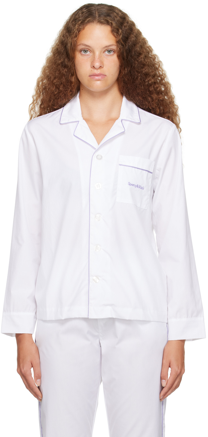White Serif Pyjama Shirt