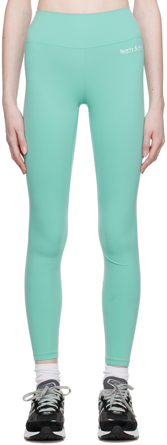 Sporty And Rich Blue Bonded Leggings In Blue/white