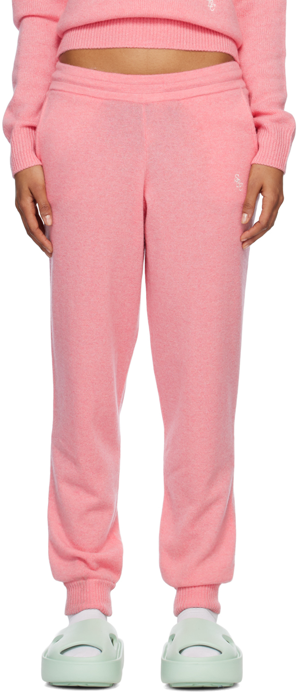 Sporty And Rich Pink Embroidered Sweatpants