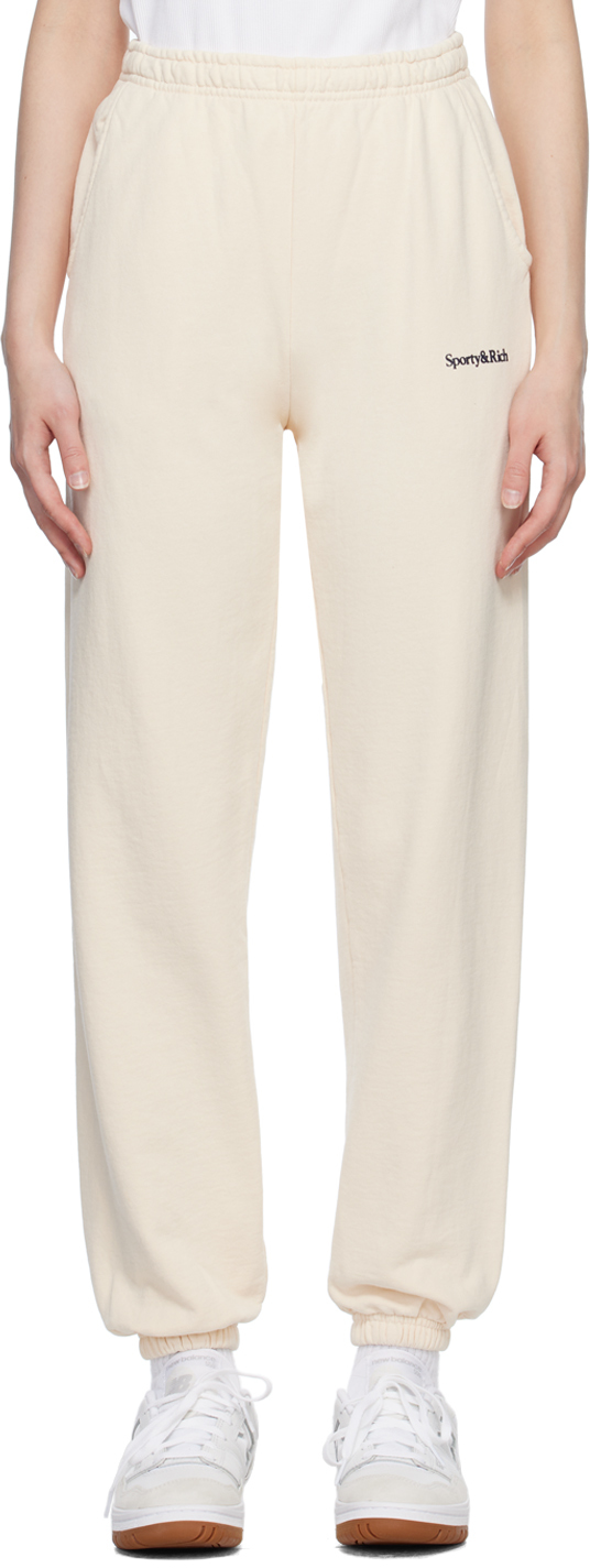 Sporty & Rich Off-White Serif Lounge Pants