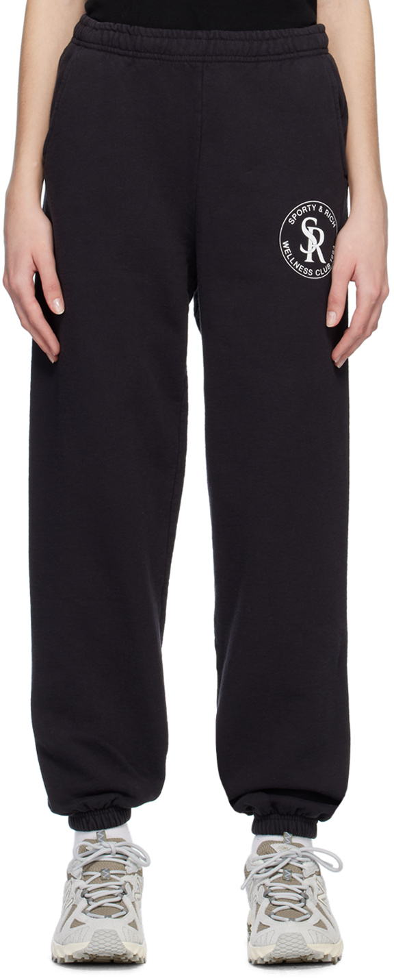 Sporty And Rich Sporty Rich S&r Logo Sweatpants In Black