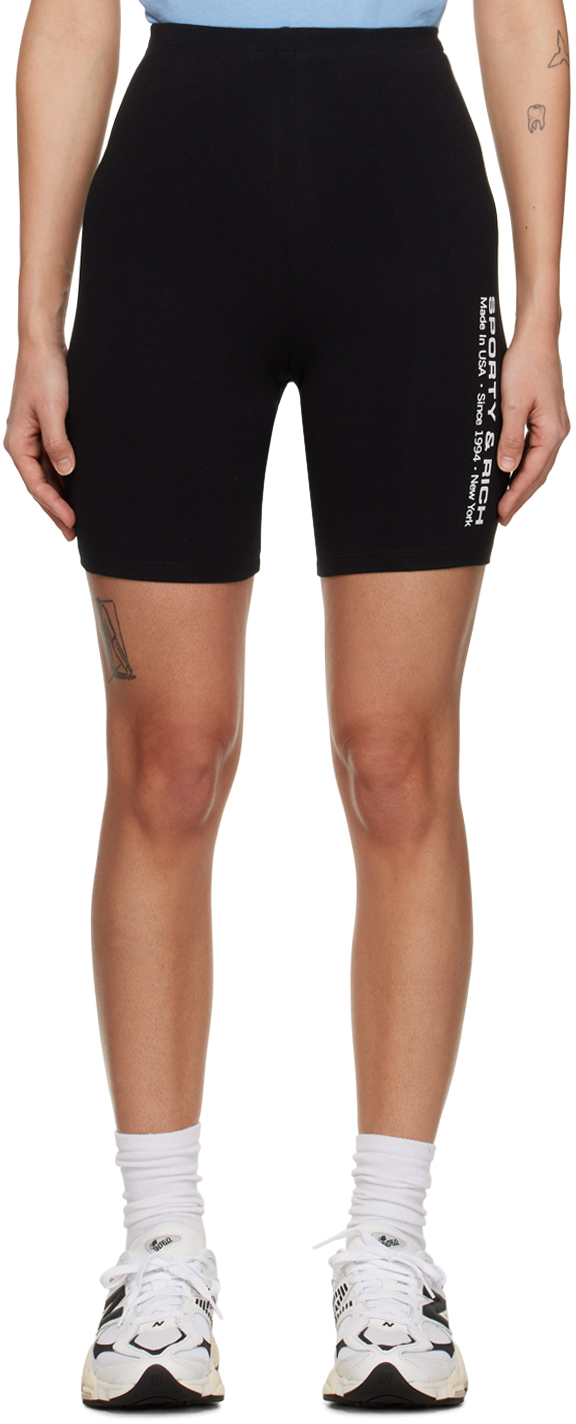 Sporty And Rich Black Athletic Club Biker Short In Black/white