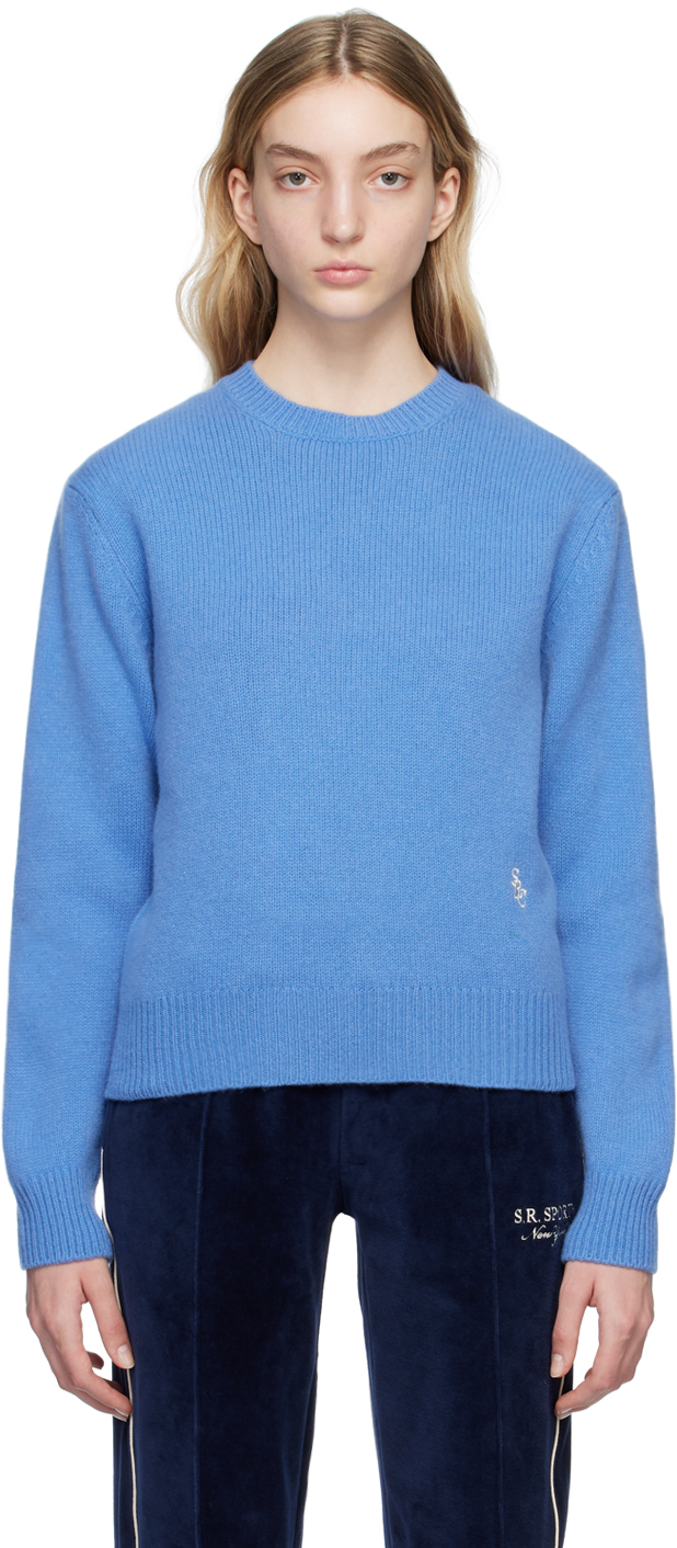SPORTY AND RICH BLUE 'SRC' SWEATER