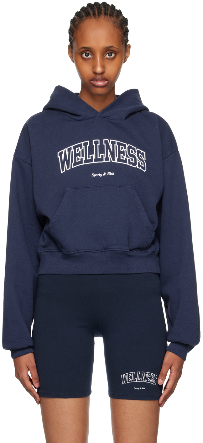 SPORTY AND RICH NAVY WELLNESS IVY HOODIE