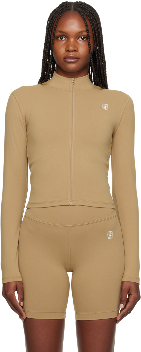 Sporty And Rich Brown Runner Sweater In Espresso/white