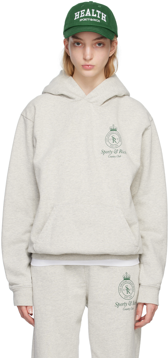 Sporty And Rich Sporty Rich Crown Logo Hoodie In Grey