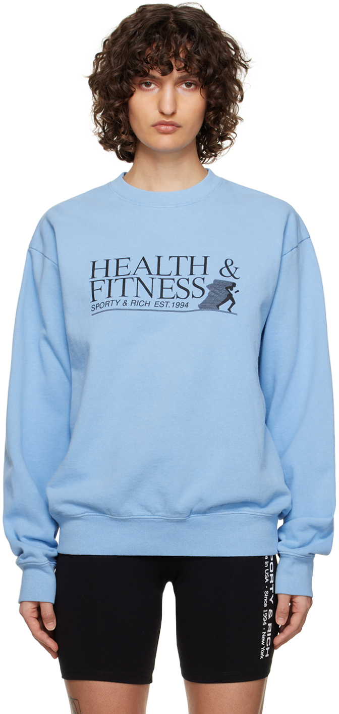 SPORTY AND RICH BLUE 'HEALTH & FITNESS' SWEATSHIRT