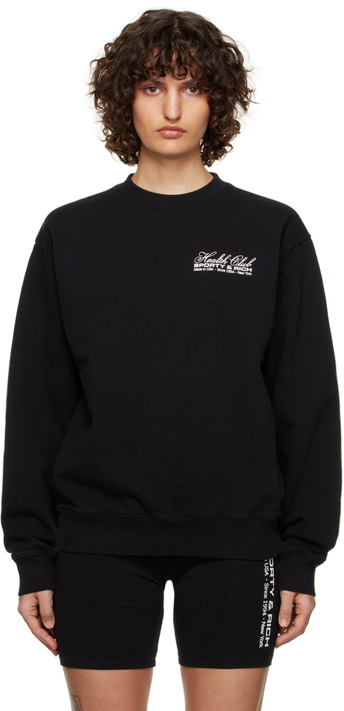 Sporty And Rich Made In Usa Crew Neck Sweatshirt In Black White