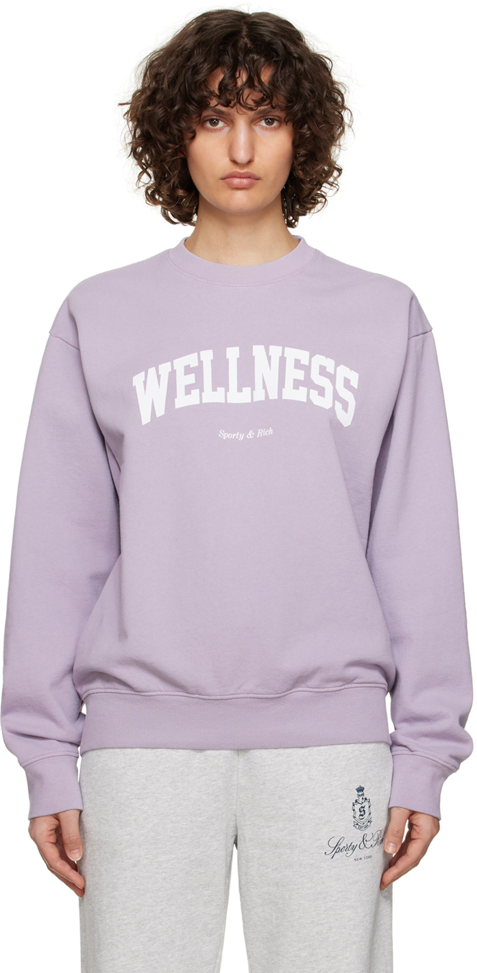 Sporty And Rich Wellness Ivy Printed Cotton-jersey Sweatshirt In Lilac