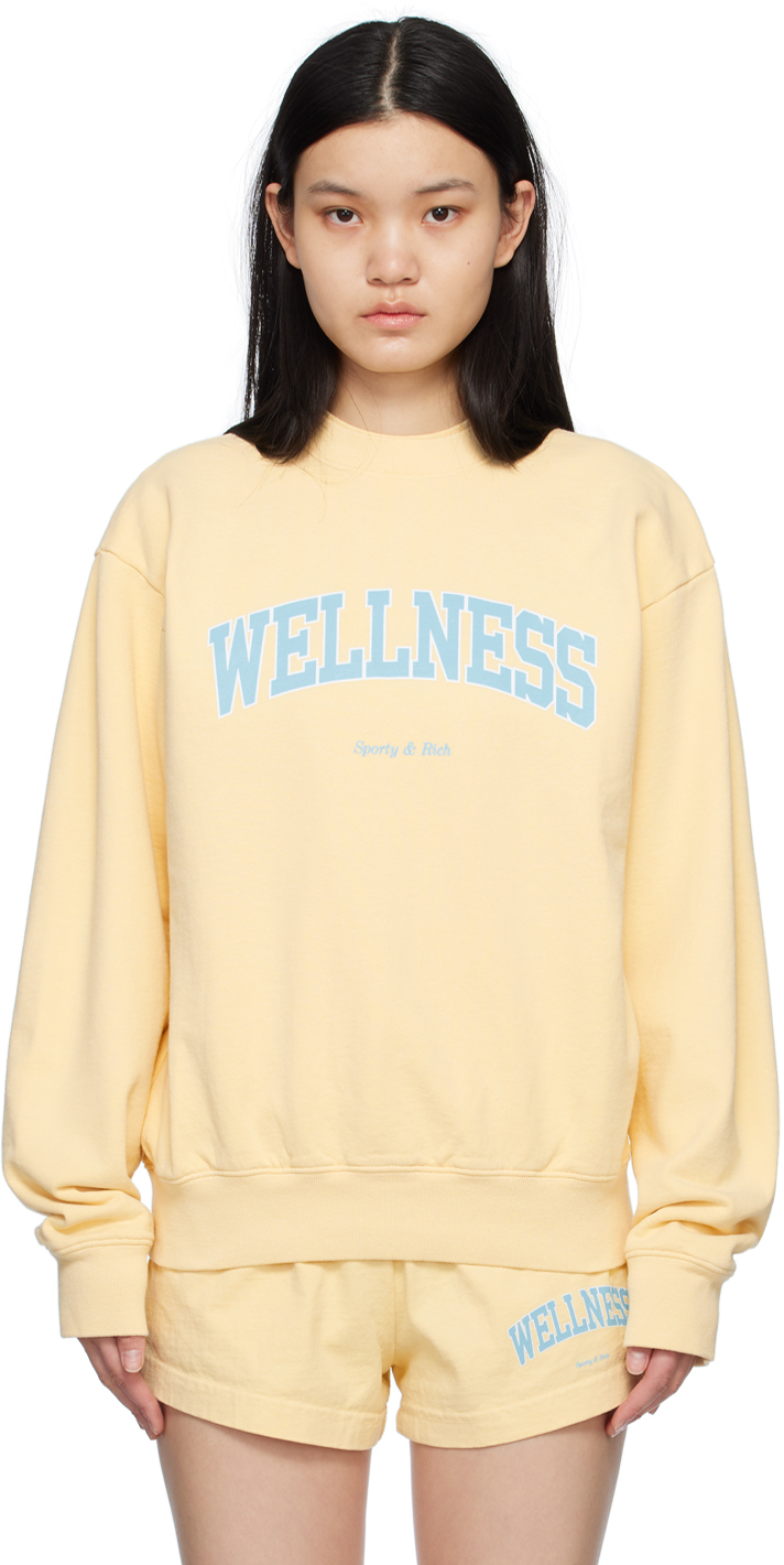 Sporty And Rich Wellness Ivy Printed Cotton-jersey Sweatshirt In Yellow