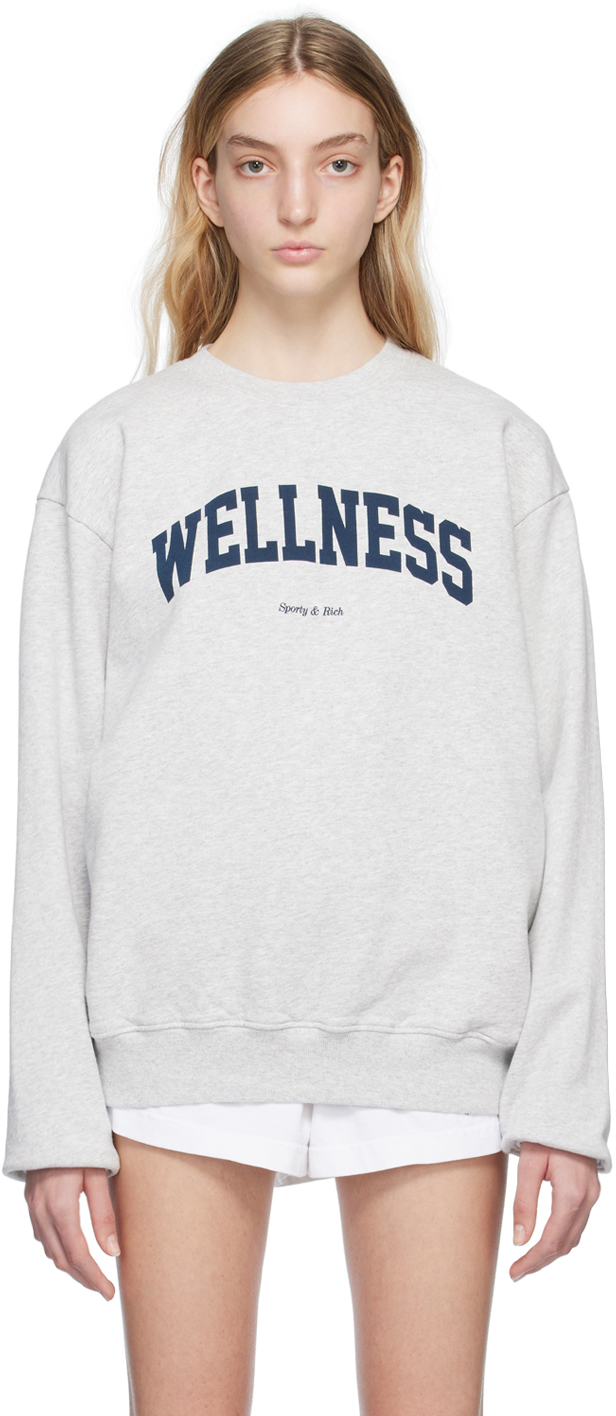 Sporty And Rich Sporty Rich Wellness Ivy Crewneck Sweatshirt In Grey
