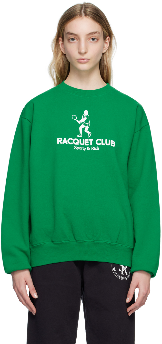 Sporty And Rich Racquet Club Crewneck Sweatshirt In Green