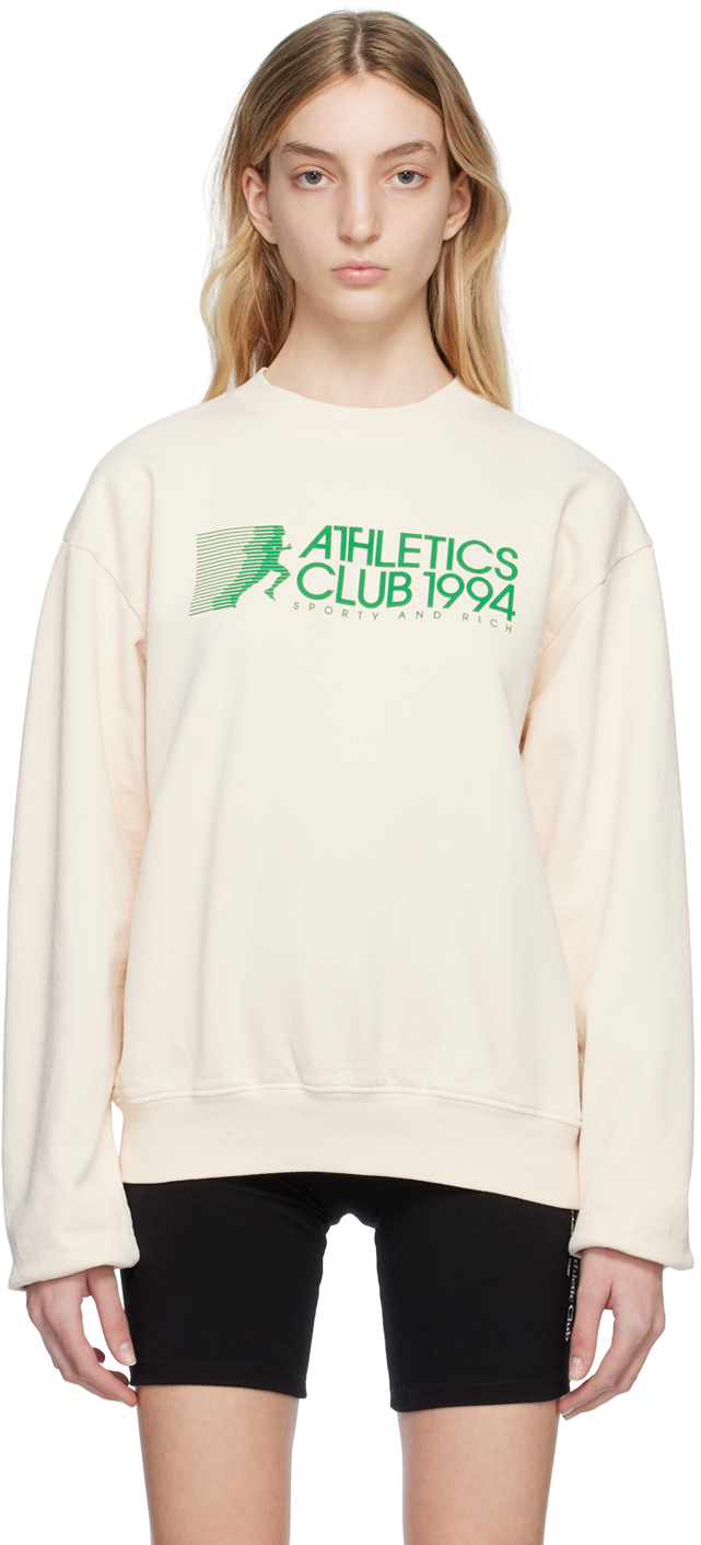 Sporty And Rich Athletic Crewneck Sweatshirt In Beige