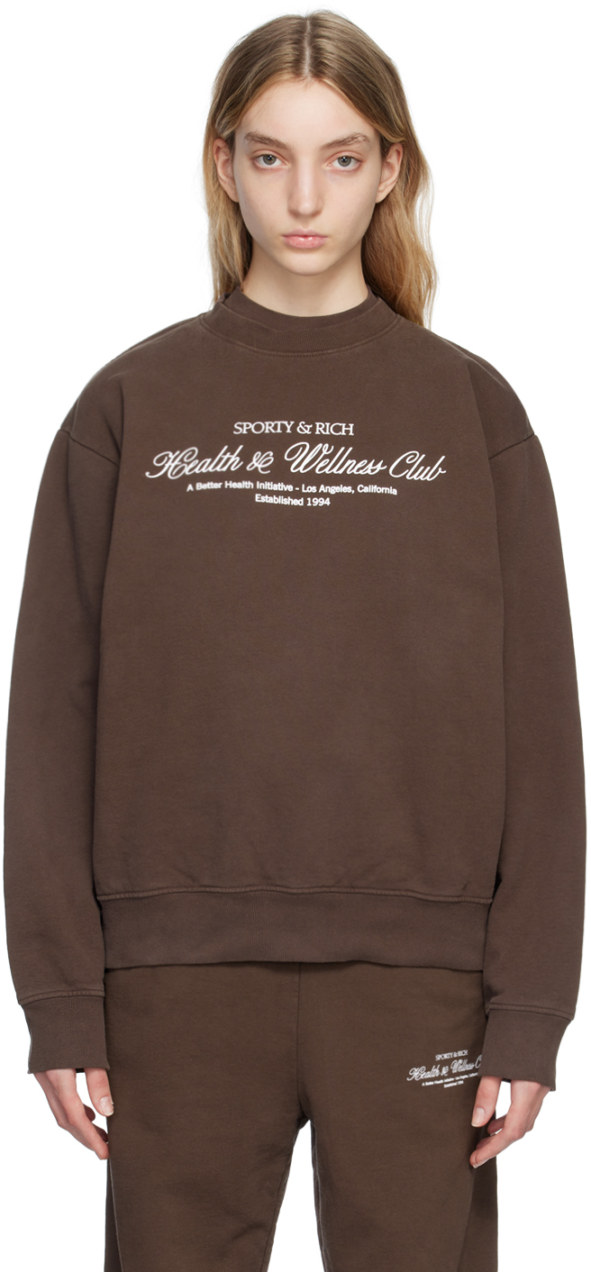 Sporty And Rich Health Club Cotton Sweatshirt In Brown