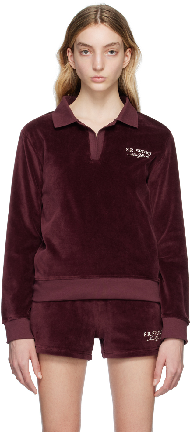 Sporty And Rich Burgundy Sr Sport Polo In Black