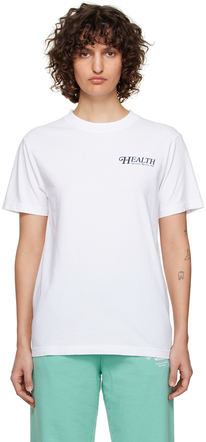 Sporty And Rich White '70's Health' T-shirt In White/navy