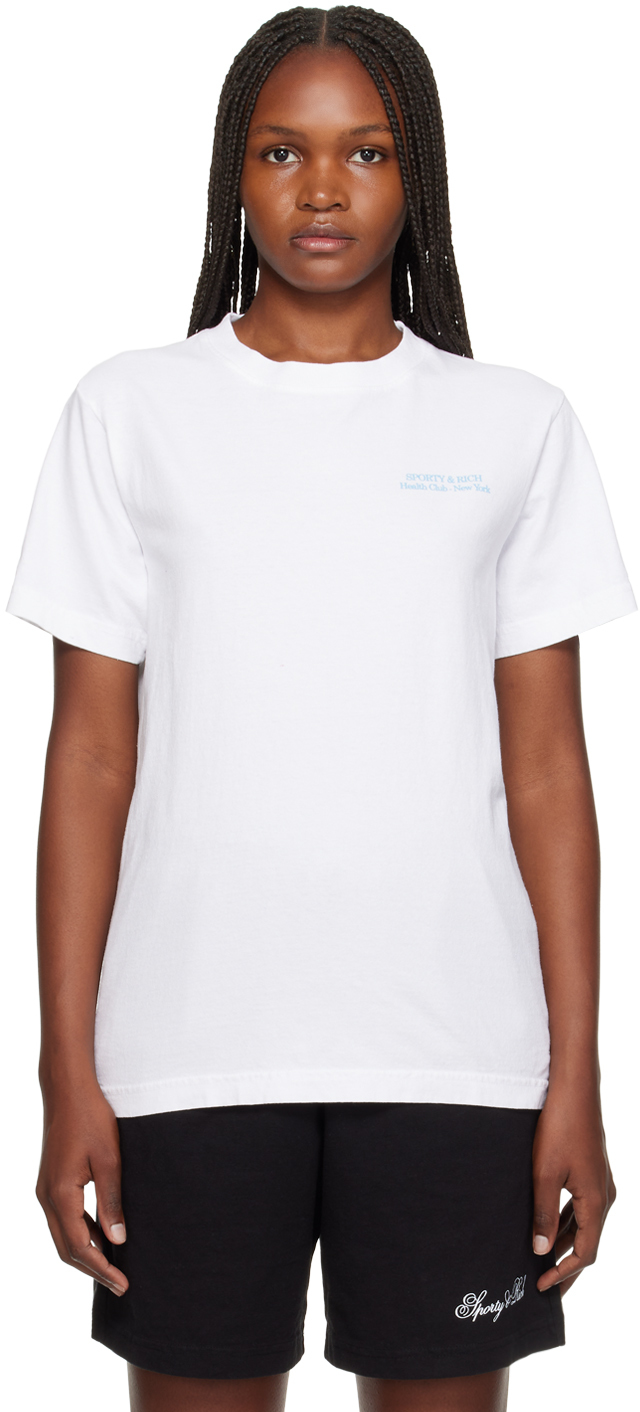 SPORTY AND RICH WHITE NEW 'DRINK WATER' T-SHIRT
