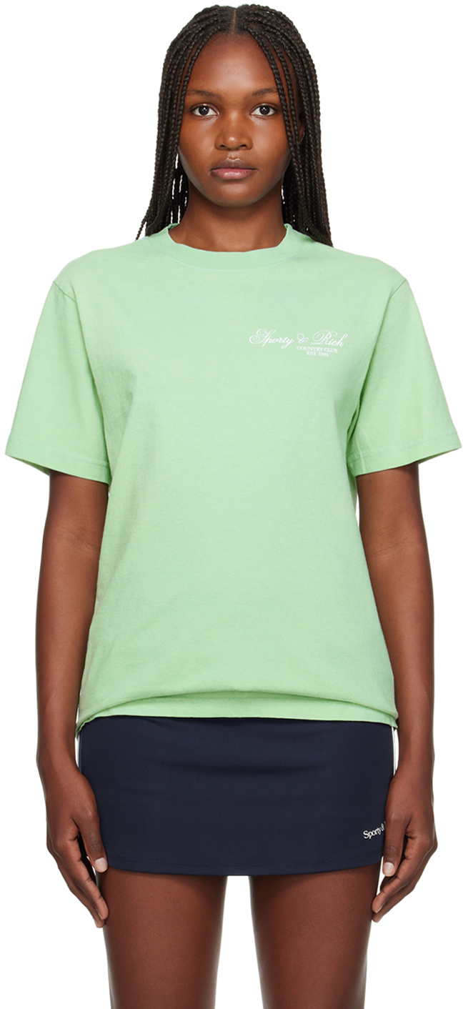 Sporty And Rich Green Villa T-shirt In Jade/white