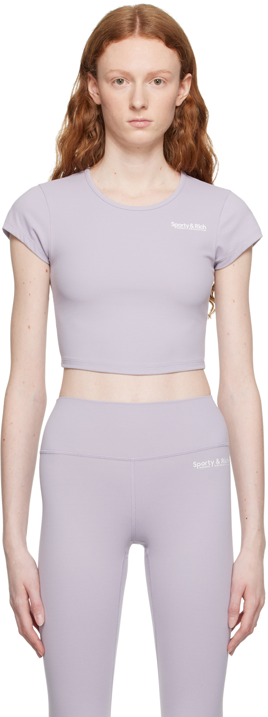 Sporty And Rich Purple Bonded T-shirt In Lilac/white