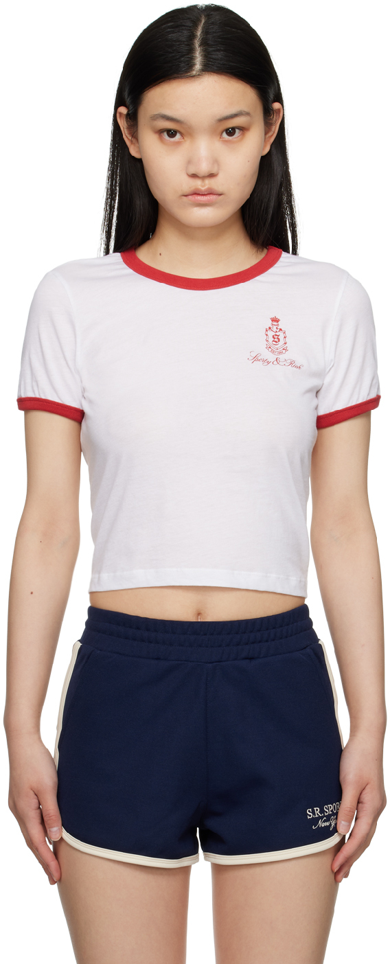 SPORTY AND RICH WHITE VENDOME RINGER T-SHIRT