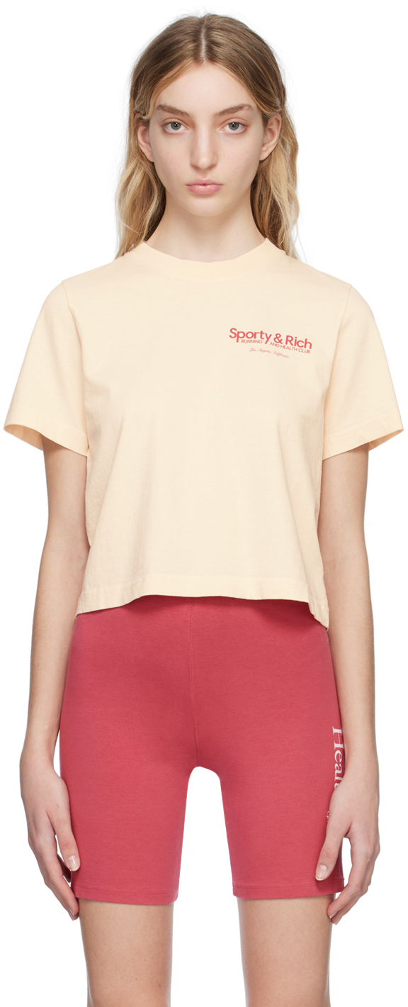 Sporty And Rich Wellness Studio Cropped T-shirt In Beige