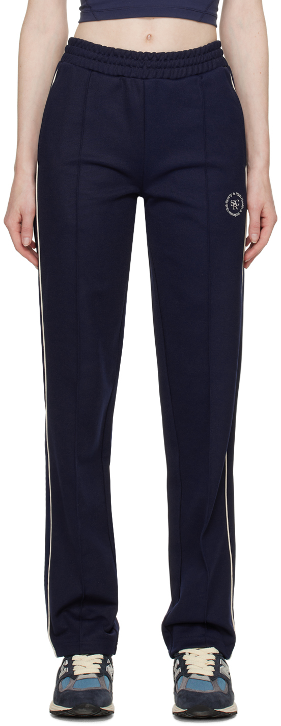 Sporty And Rich Navy Brandie Track Pants In Navy/white