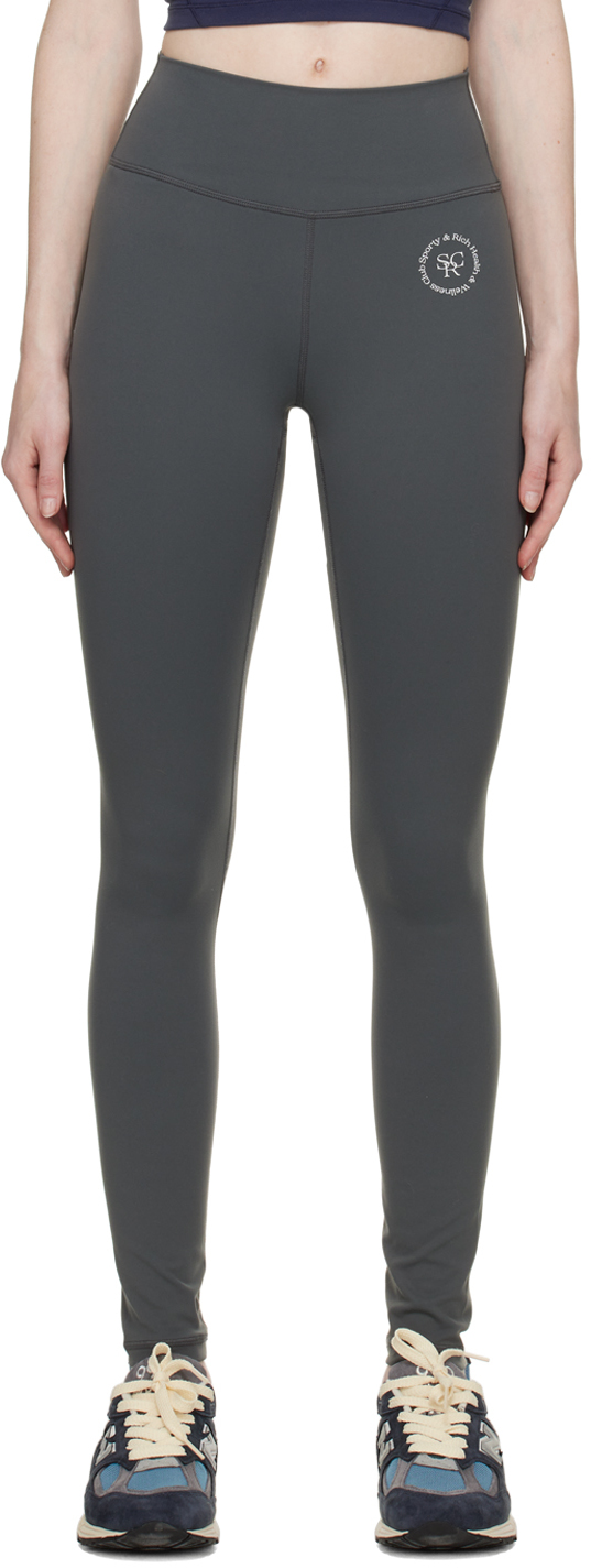 Shop Sporty And Rich Gray High-waisted Leggings In Dark Grey/white