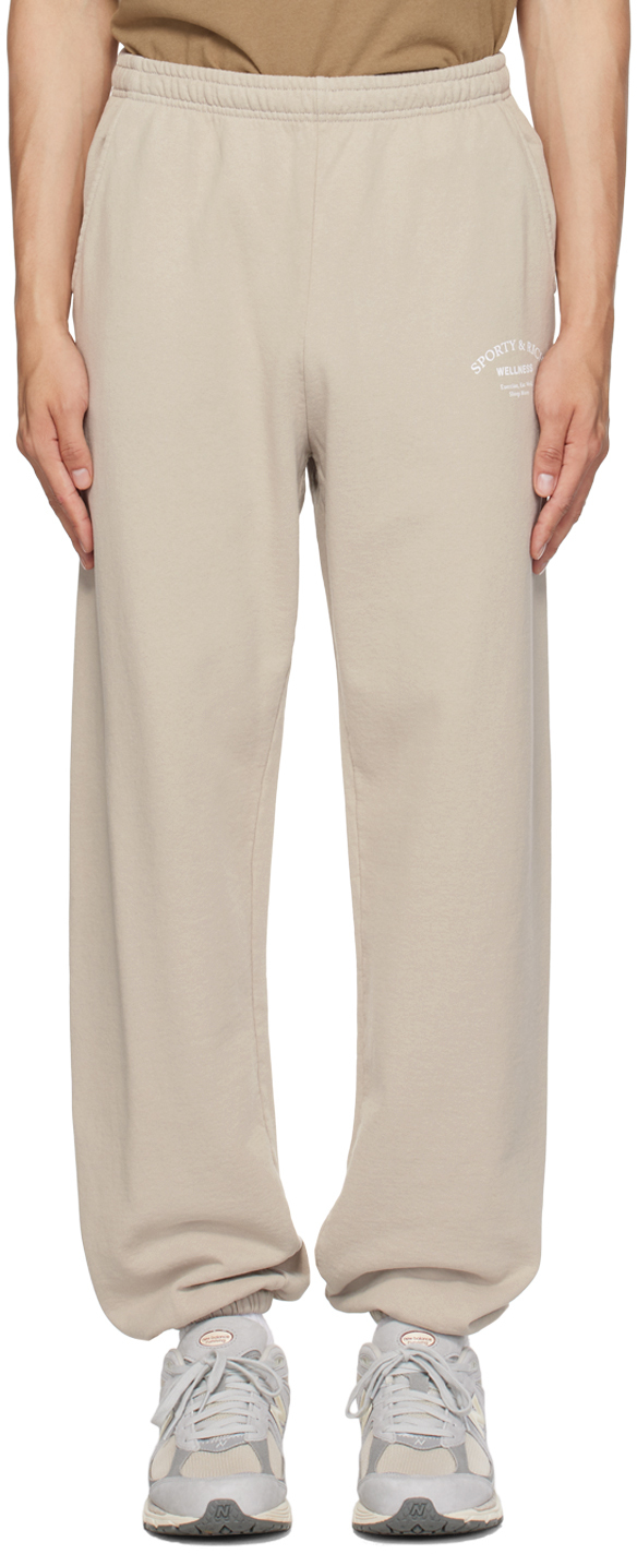 Sporty And Rich Beige 'wellness' Sweatpants In Dove/white