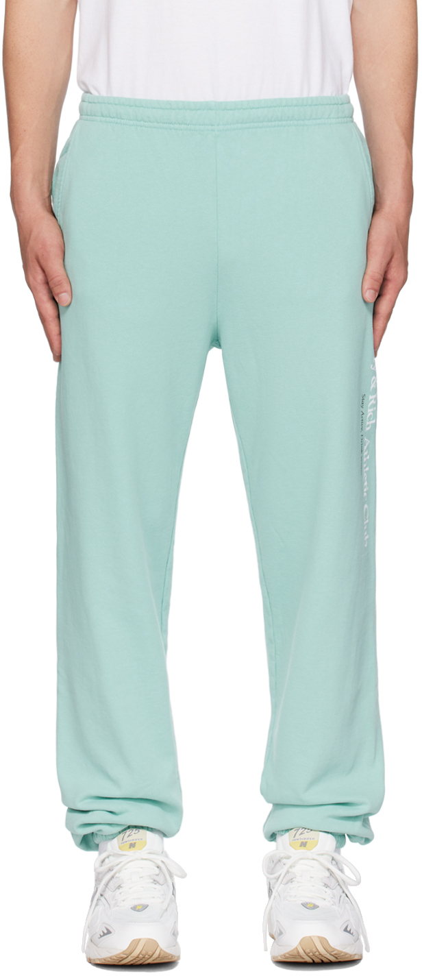 Sporty And Rich Blue Athletic Club Sweatpants In Aqua/white