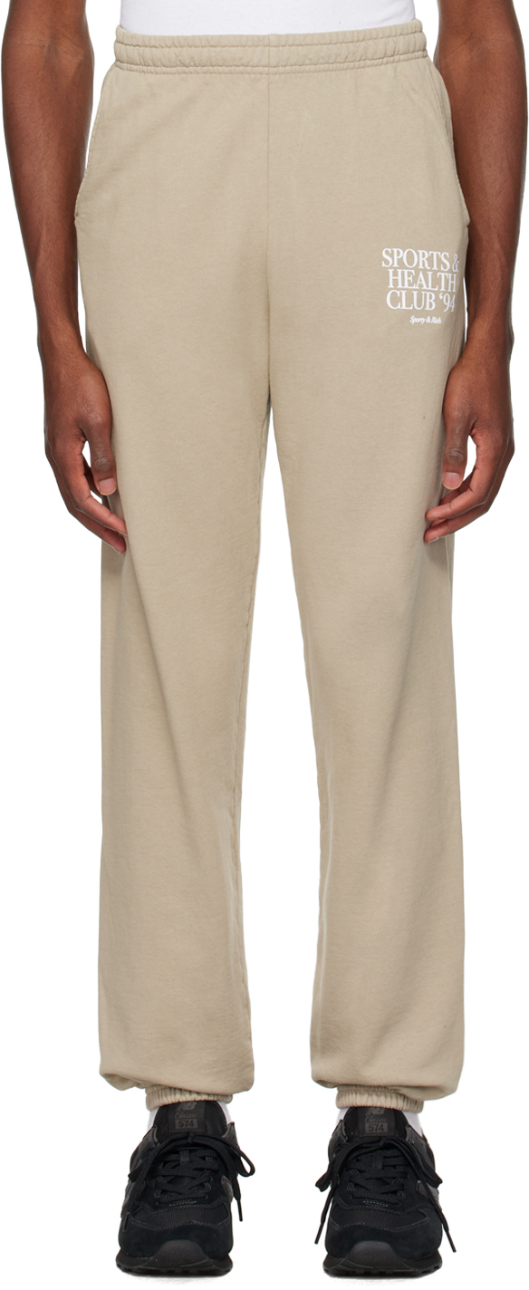 Sporty And Rich Beige Members Sweatpants In Elephant/white