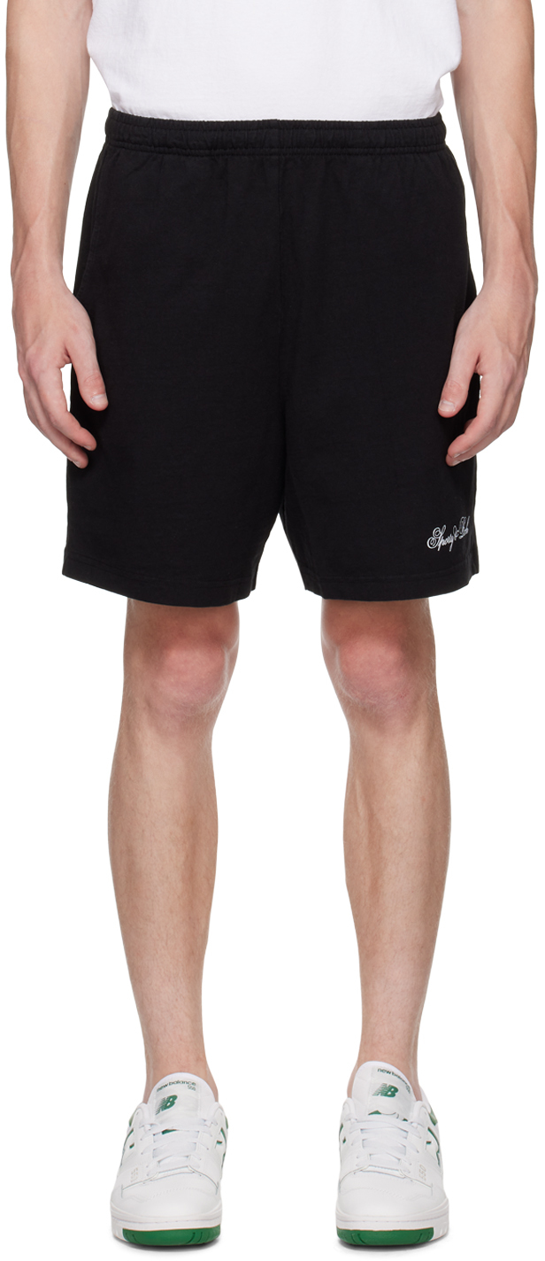 Sporty & Rich Black Cursive Gym Shorts