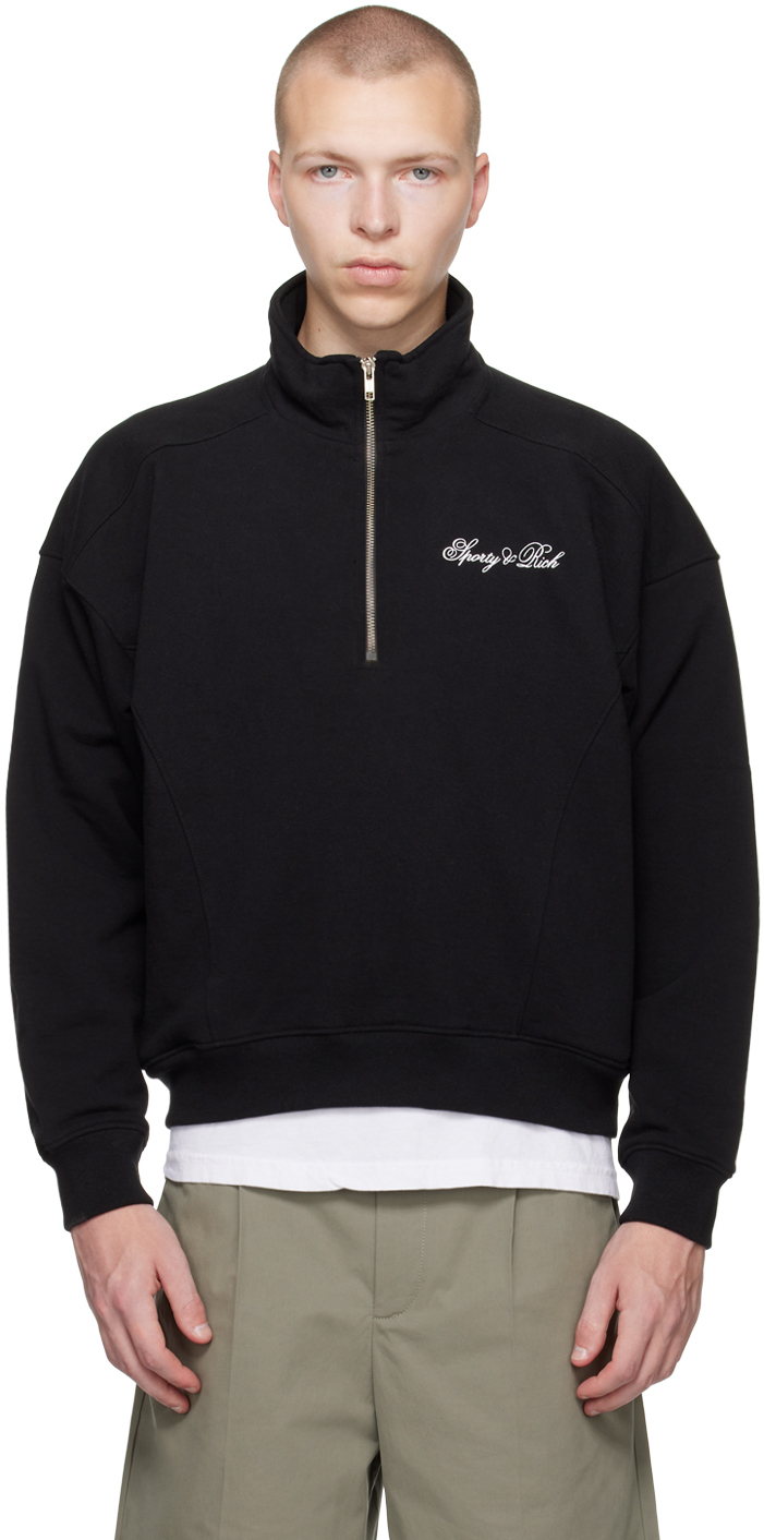 Sporty And Rich Black Cursive Sweater