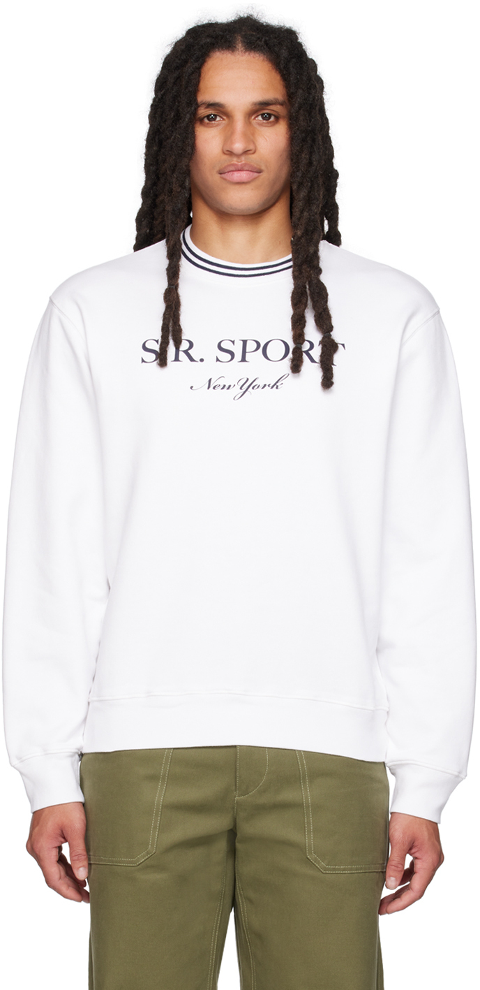 Sporty And Rich White 's.r. Sport' Sweatshirt In White/navy