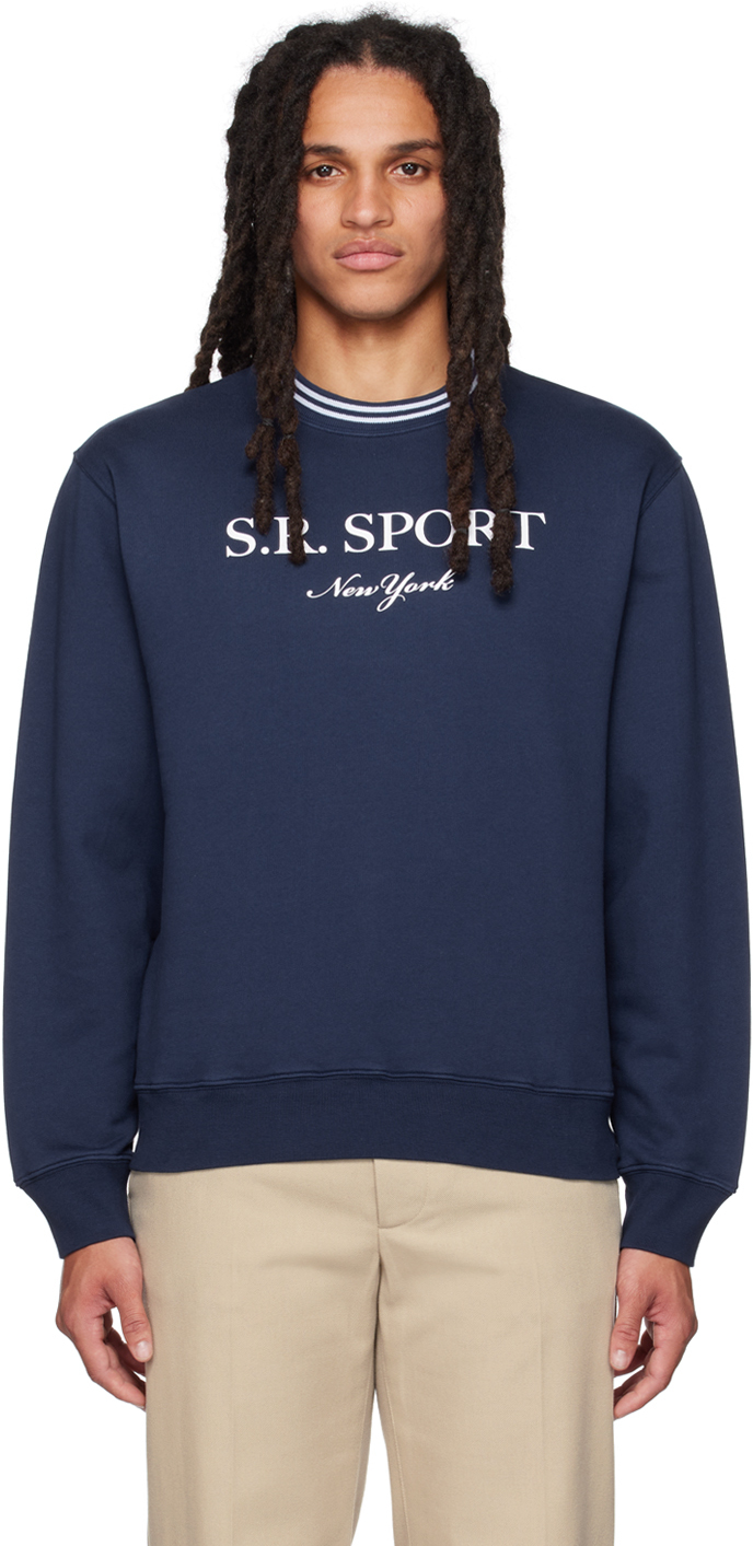 Sporty And Rich Blue 's.r. Sport' Sweatshirt In Navy/white